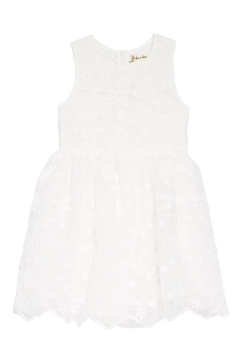 Floral Embroidered Dress, Main, color, WHITE
