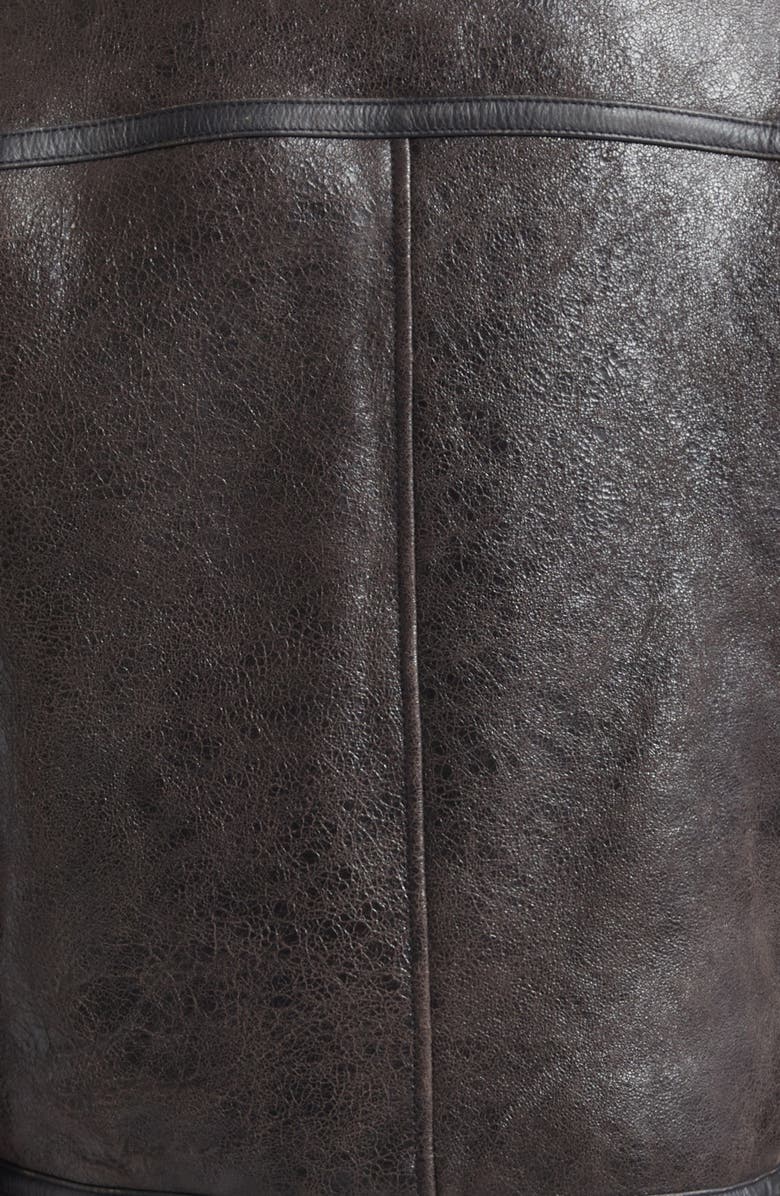 Acne Studios Luxy Genuine Shearling Lined Leather Aviator Jacket, Alternate, color, Dark Grey