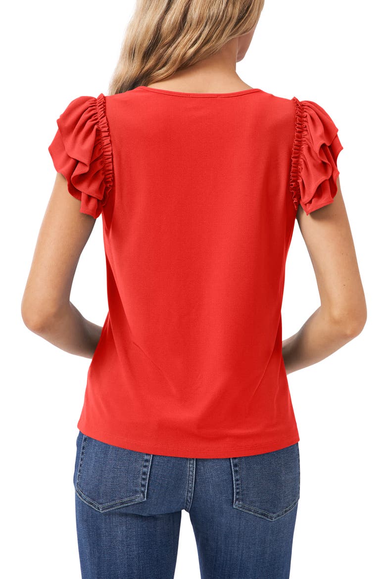 Double Ruffle Knit Top, Alternate, color, CORAL SUNSET