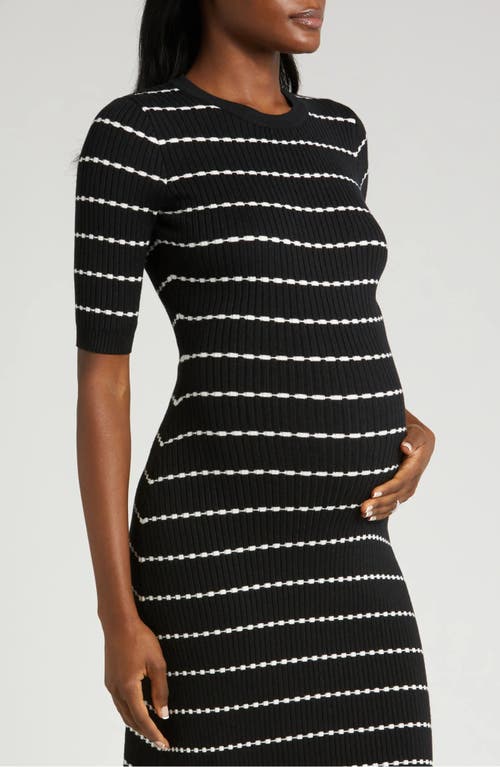 Marion Stripe Maternity Sweater Dress In Black