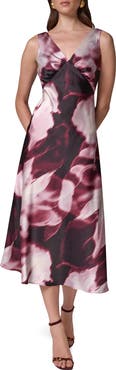 Donna Karan New York Abstract Floral Satin Charmeuse Slipdress