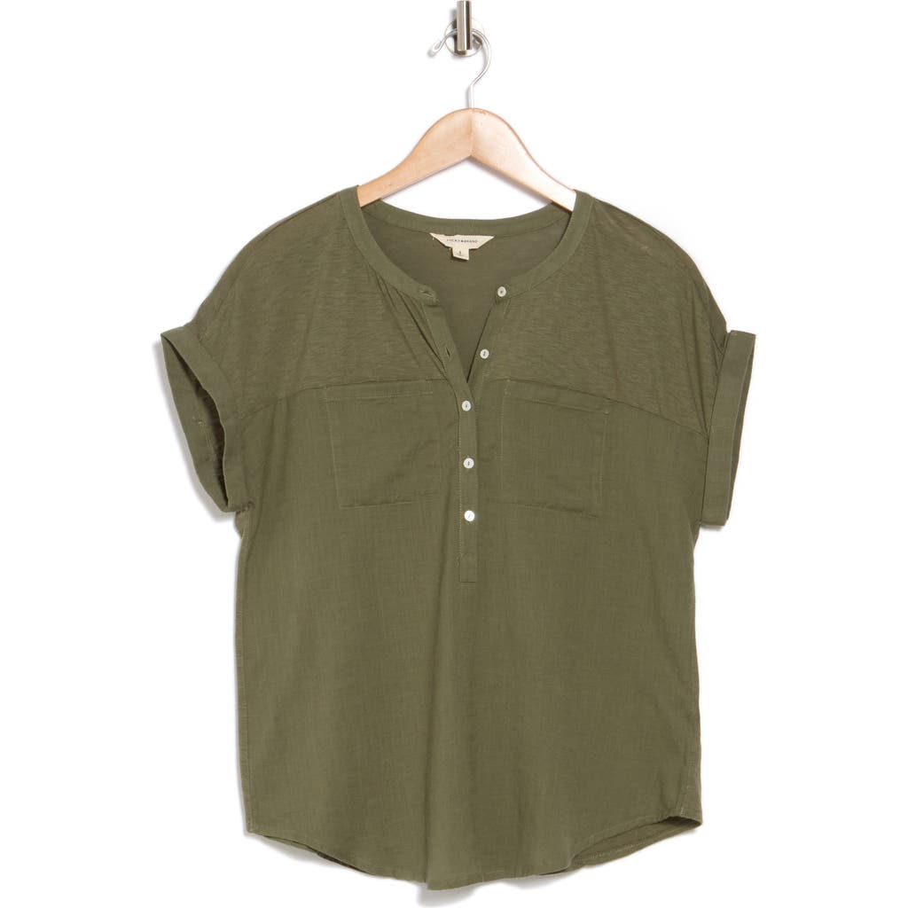Lucky Brand Mixed Media Short Sleeve Cotton & Modal Henley