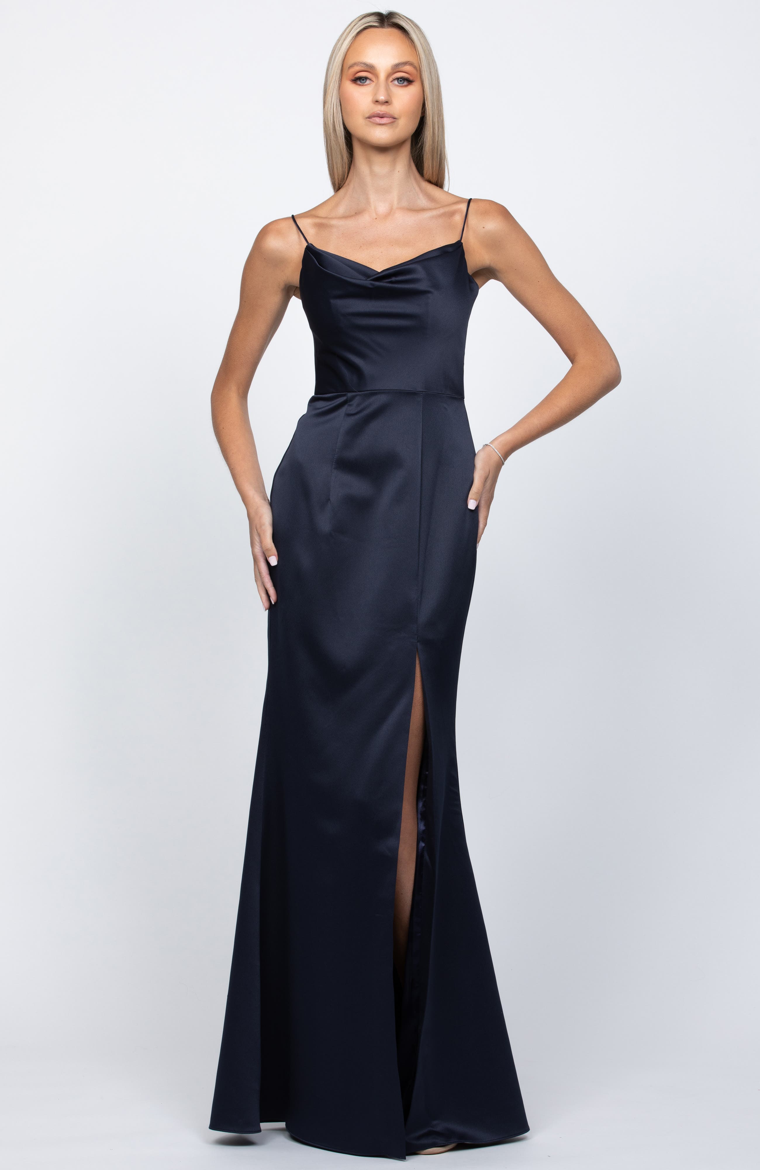 Stephanie Cowl Draped Satin Gown - image 3