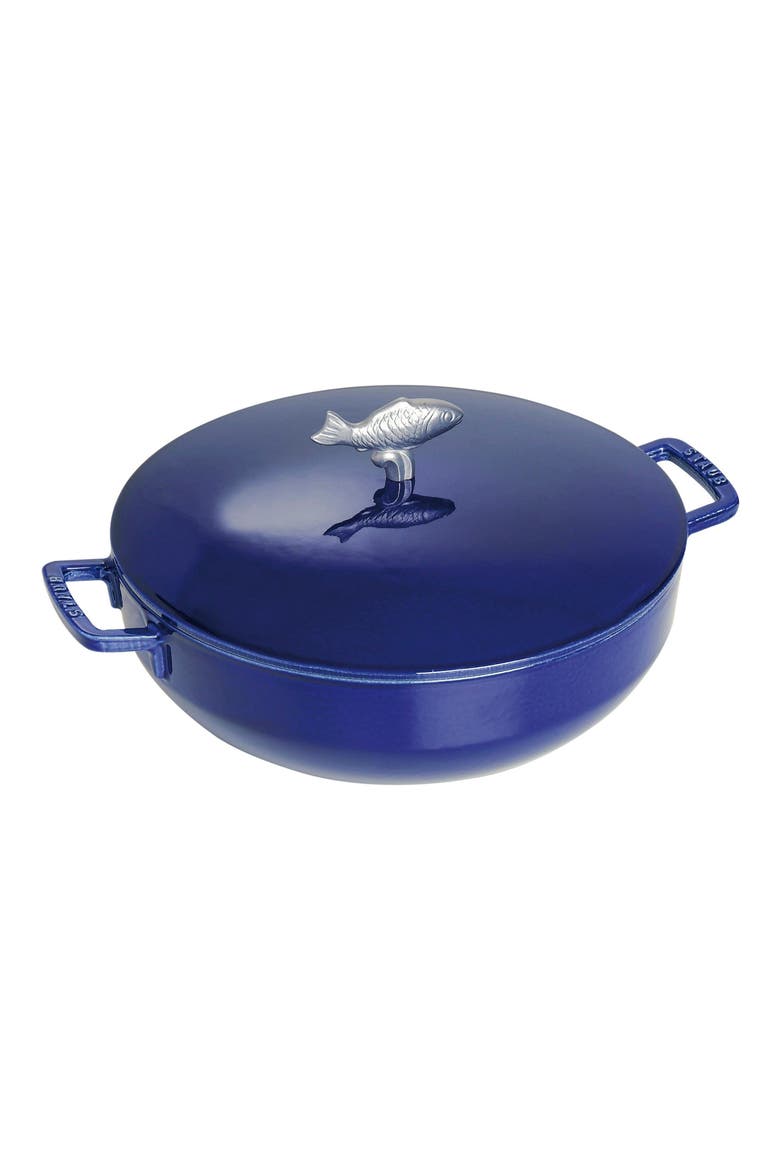 5-Quart Enameled Cast Iron Bouillabaisse Pot, Main, color, DARK BLUE