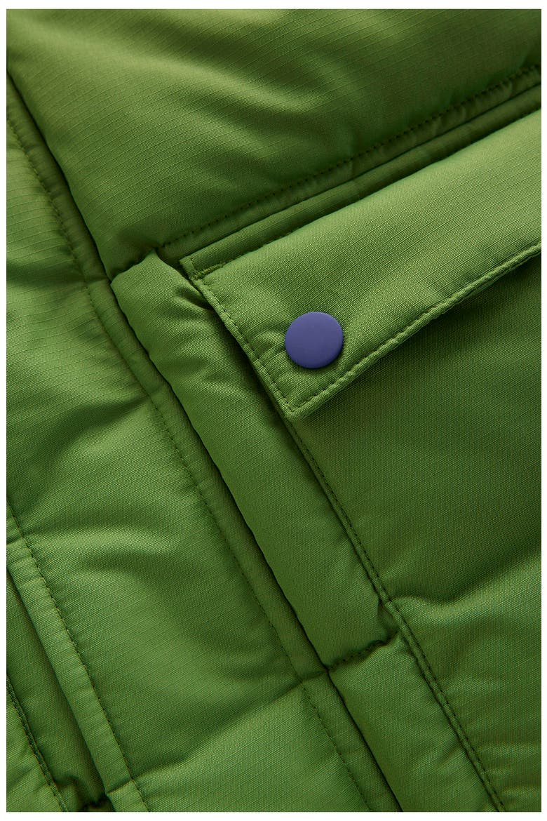 Kids' Fleece Lined Faux Fur Hooded Puffer Coat, Alternate, color, COLOR BLOCK GREEN