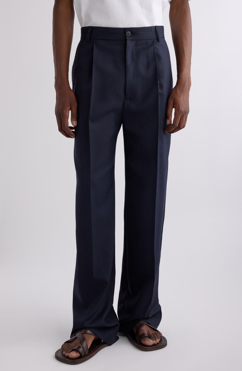 Dries Van Noten Penrud Pinstripe Pleated Wool Trousers, Main, color, 