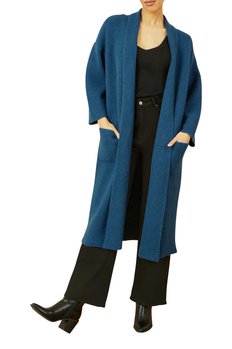 Knitted Maxi Cardigan, Alternate, color, Teal
