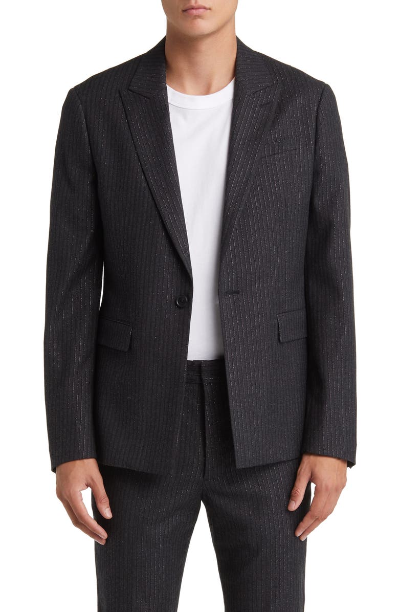 AllSaints Androm Metallic Pinstripe Blazer, Main, color,