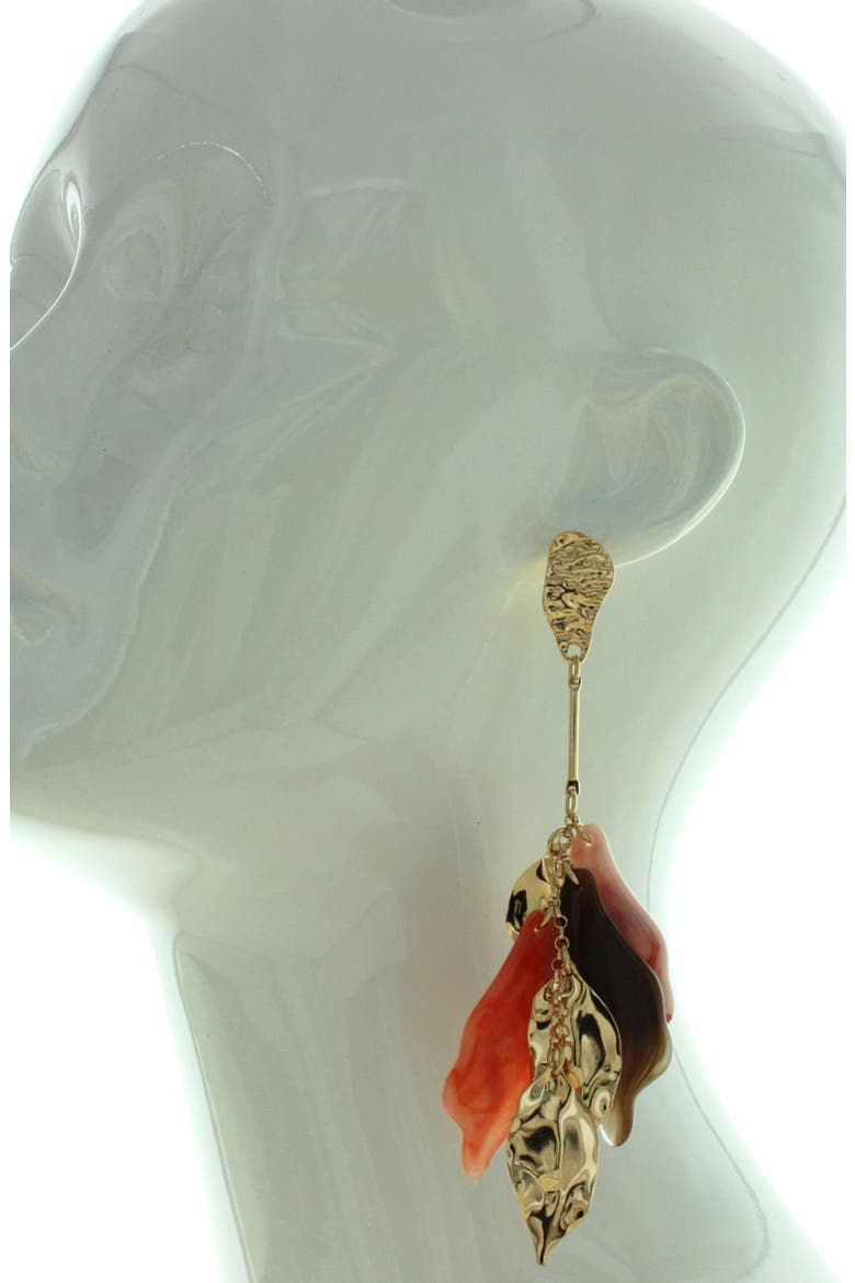 Renata Petal Drop Earrings, Alternate, color, GOLD / PEACH / BROWN