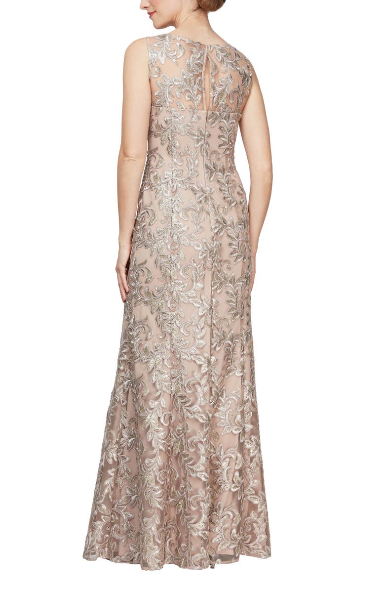 Alex Evenings Women's Embellished Lace A Line Gown Purple Size 14
