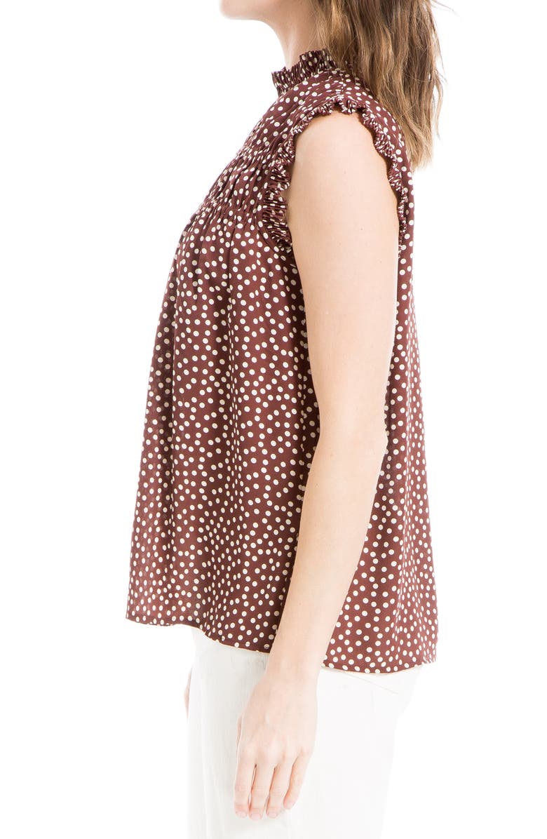 MAX STUDIO Smocked Sleeveless Top, Alternate, color, Brown/ Cream Polka Dot