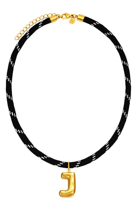 Bubble Initial Pendant Cord Necklace