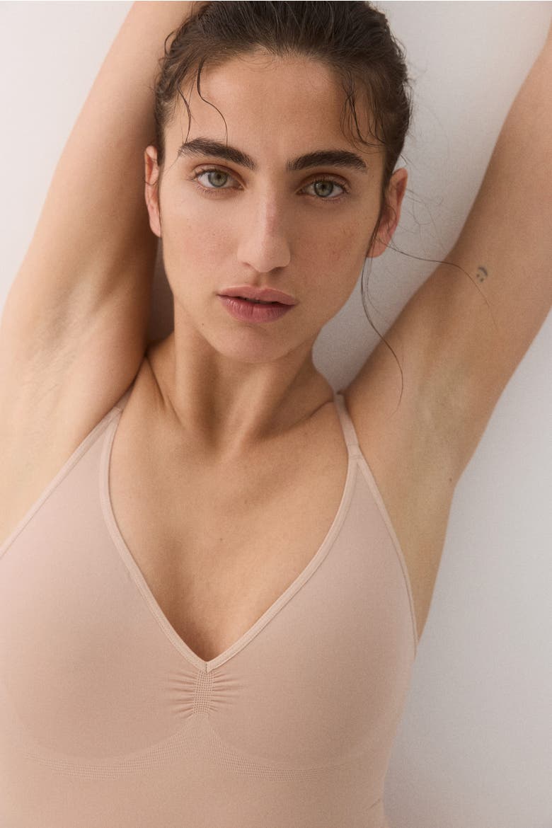 Firm Shape Sculpting Thong Bodysuit, Alternate, color, Light beige