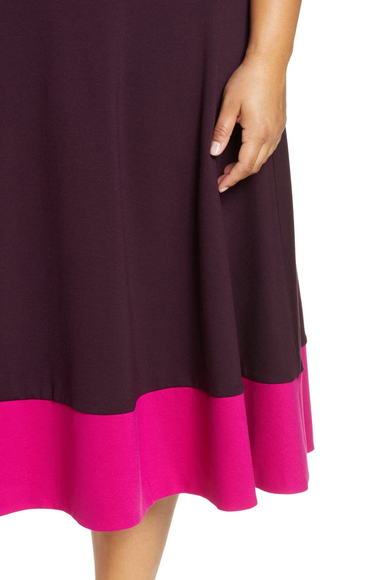 Eliza J Contrast Hem Sleeveless Fit & Flare Midi Dress, Alternate, color, 