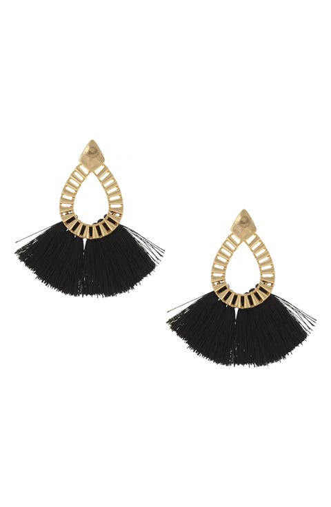 Step into Fall Sweep Fringe Teardrop Earrings