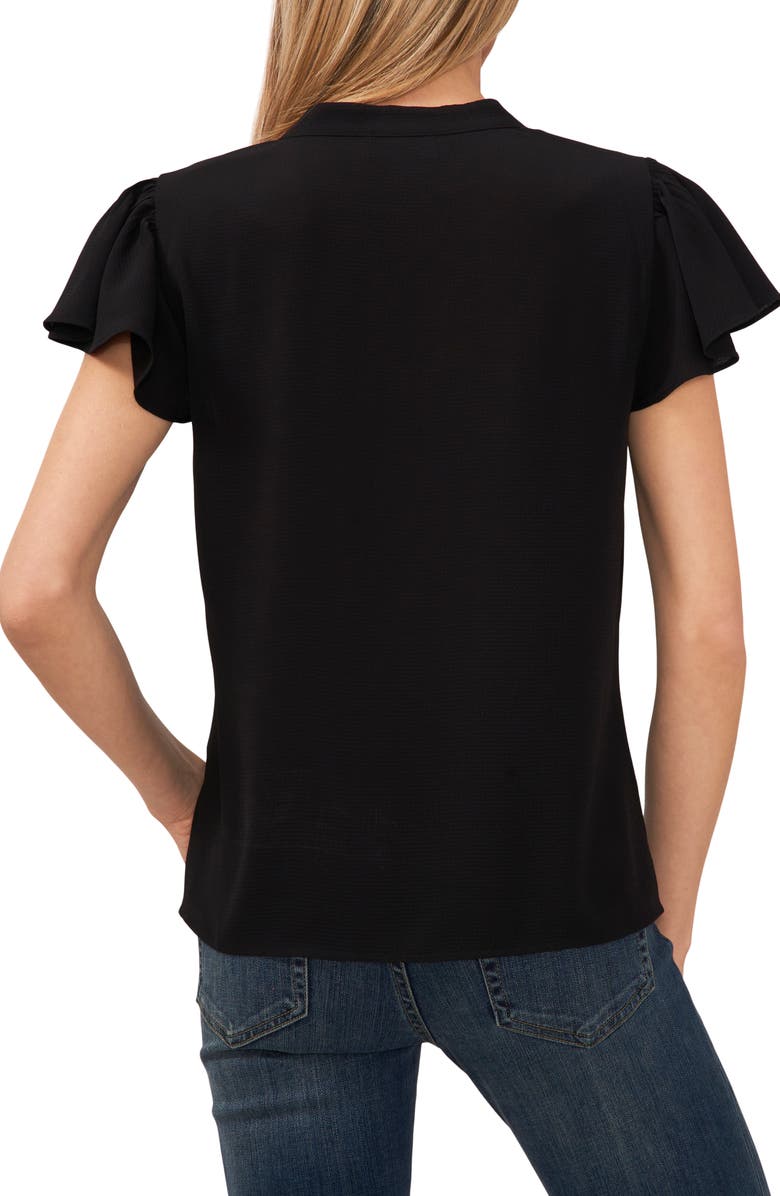 CeCe Flutter Sleeve V-Neck Top, Alternate, color, Rich Black
