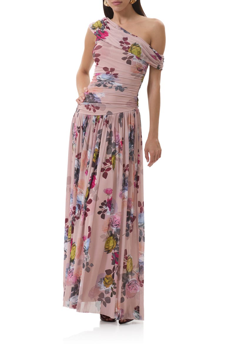 Marietta Asymmetric Floral Print Dress, Main, color, PHOTO ROSE