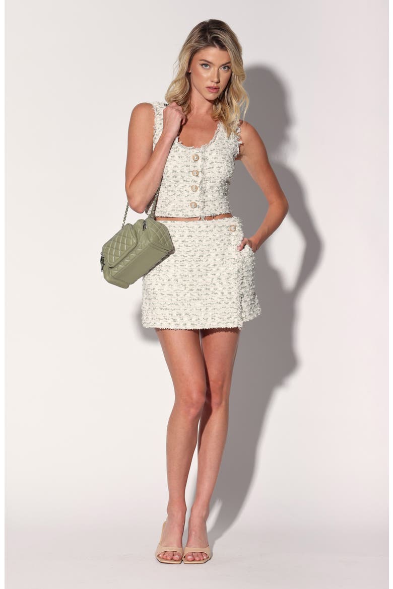 Alyssa Button Tweed Top, Alternate, color, MILOS TWEED
