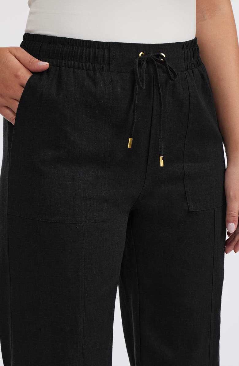 Ellen Tracy Wide Leg Linen Blend Drawstring Crop Pants, Alternate, color, 
