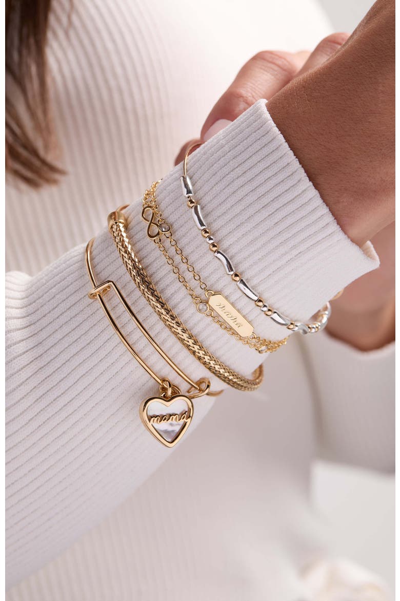 Mamá Mother of Pearl Heart Bangle Bracelet Duo, Alternate, color, Gold