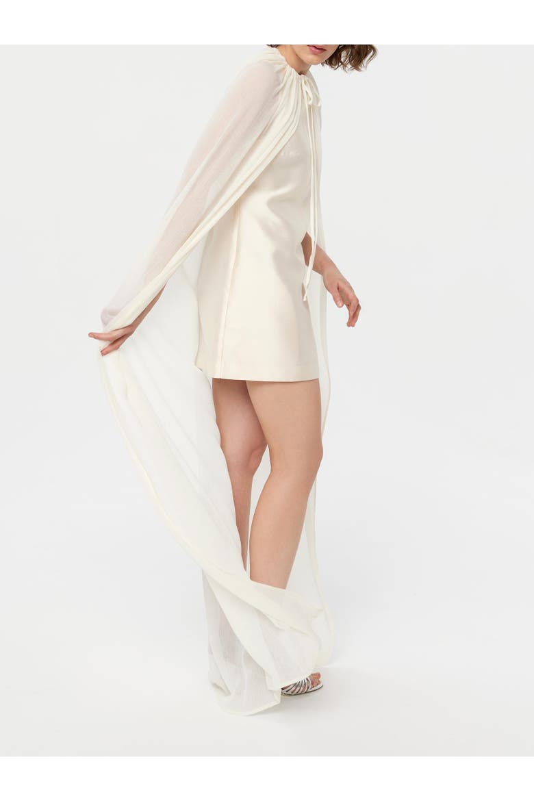 Gathered Bridal Cape, Alternate, color, Ivory