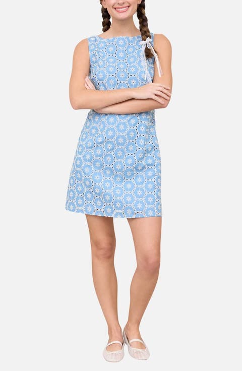 Embroidered Eyelet Denim Minidress