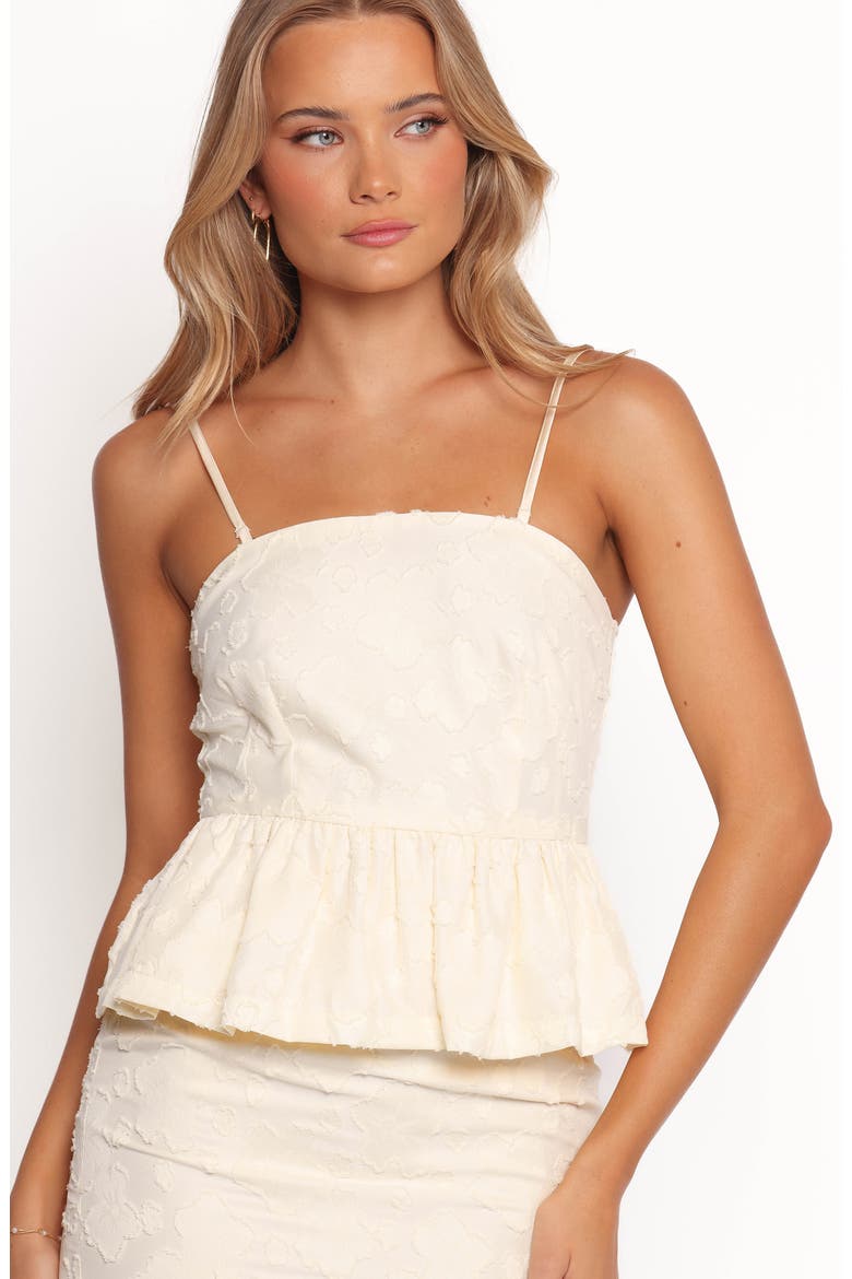 Xami Jacquard Peplum Camisole & Midi Skirt Set, Alternate, color, PALE YELLOW