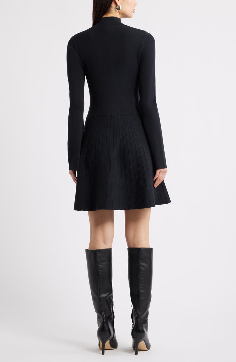Open Edit Mock Neck Long Sleeve Sweater Dress, Alternate, color, Black