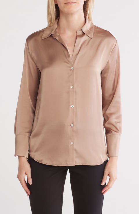 Satin Button-Down Shirt