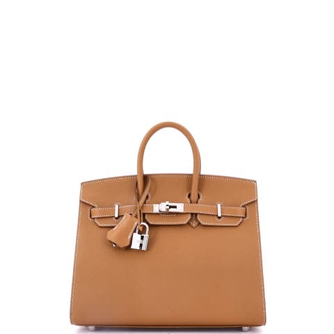 Birkin Sellier Bag Brown Epsom with Palladium Hardware 25