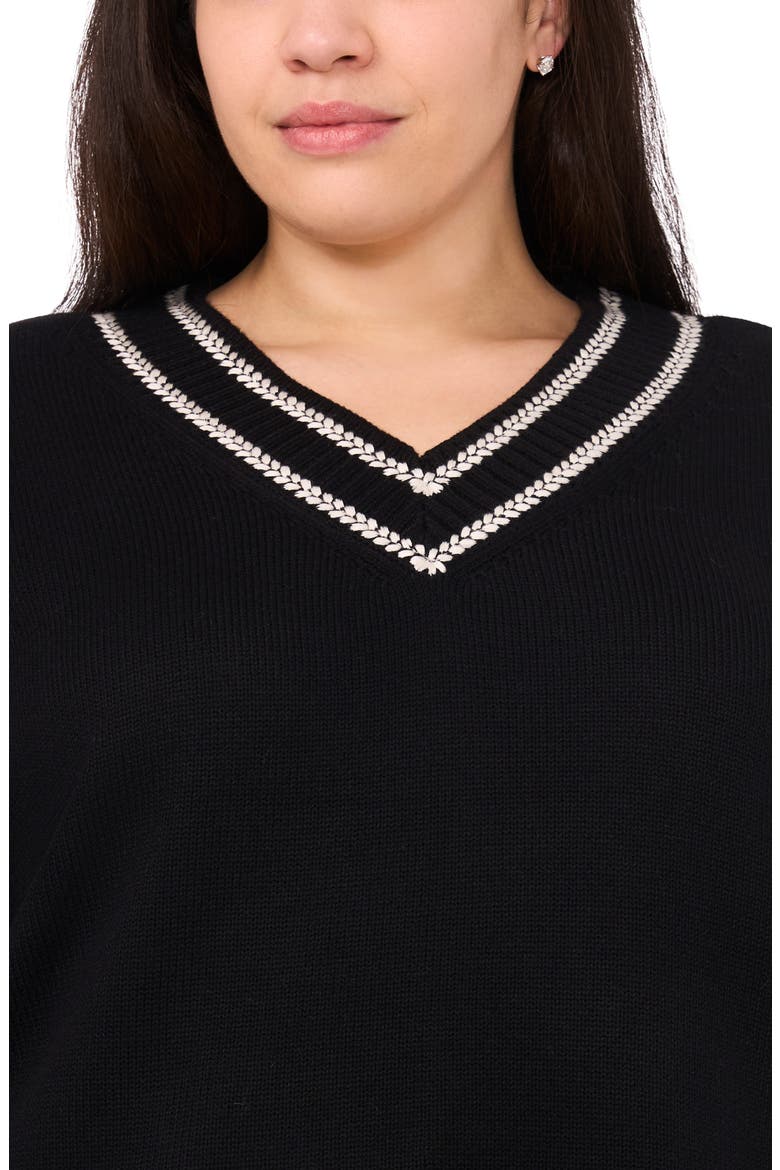 Embroidered Trim Sweater, Alternate, color, RICH BLACK