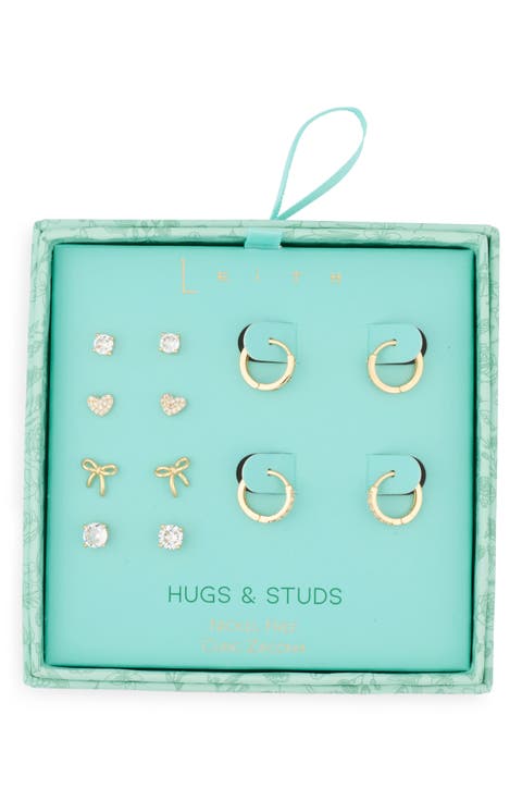 Set of 6 Assorted Stud & Hoop Earrings