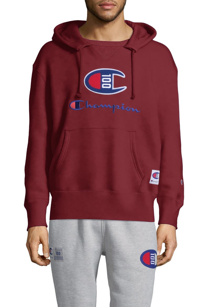 Century Collection Logo Pullover Hoodie, Main, color, CHERRY PIE