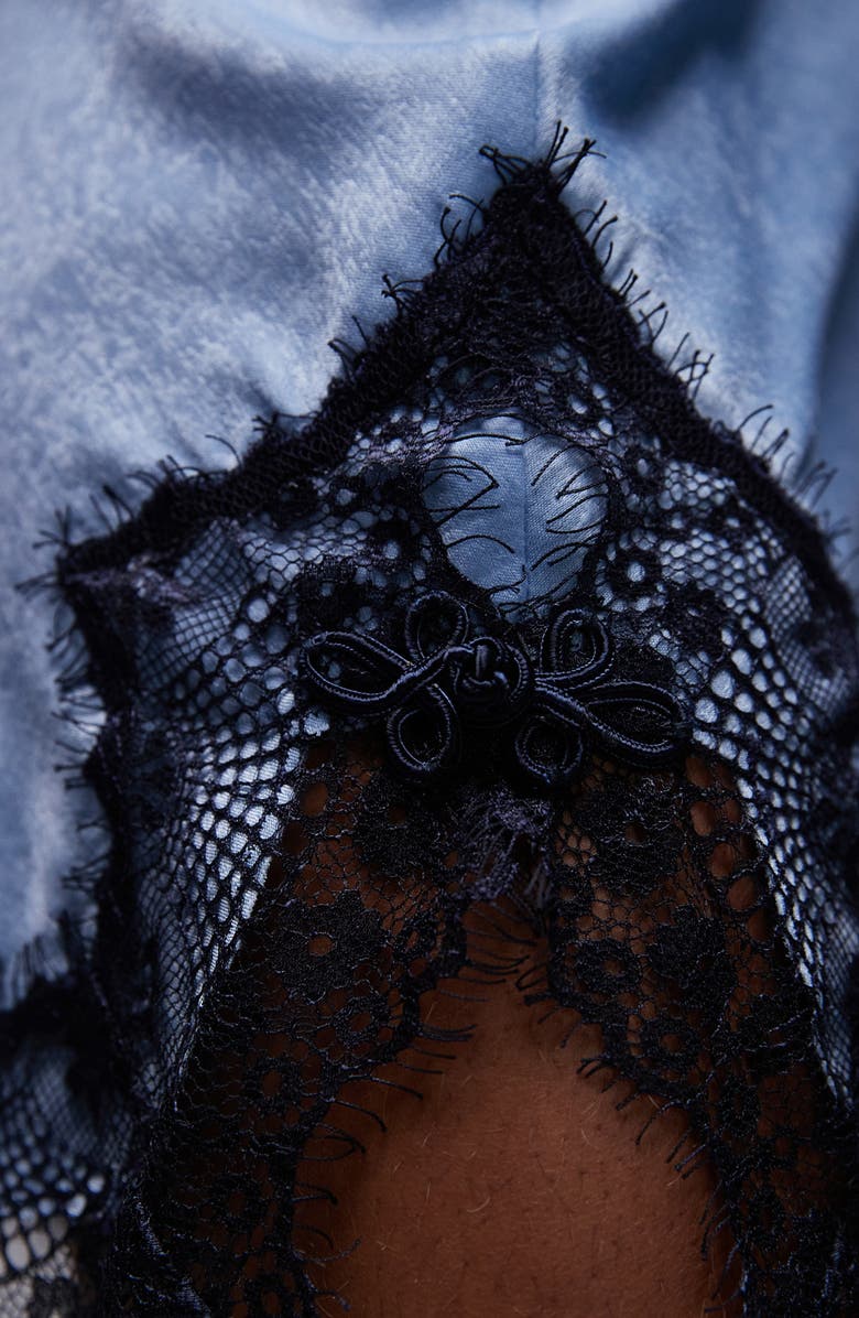 Topshop Lace Trim Satin Miniskirt, Alternate, color, 