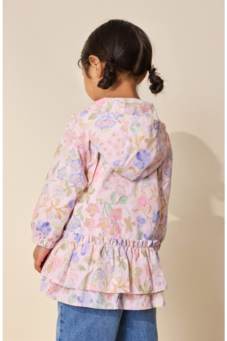 Kids' Floral Water Resistant Hooded Jacket, Alternate, color, PINK