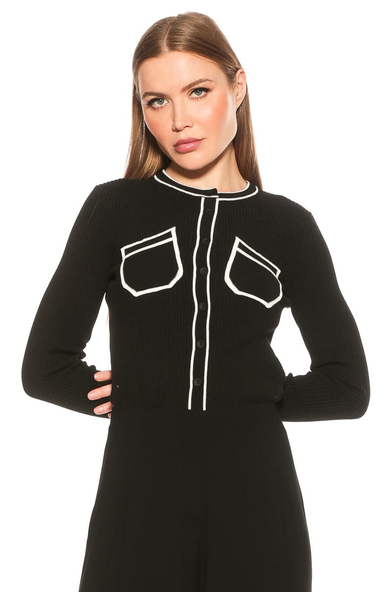 Alexia Admor Clover Ribbed Knit Button Down Cardigan, Alternate, color, 