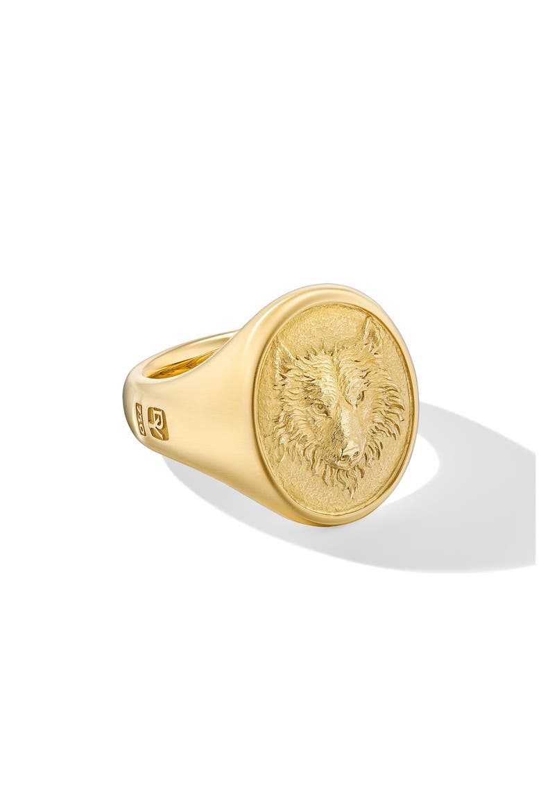 Men's Petrvs® Wolf Signet Ring, Alternate, color, 18K YELLOW GOLD