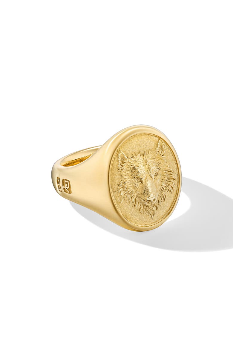 David Yurman Men's Petrvs<sup>®</sup> Wolf Signet Ring, Alternate, color, 18K Yellow Gold
