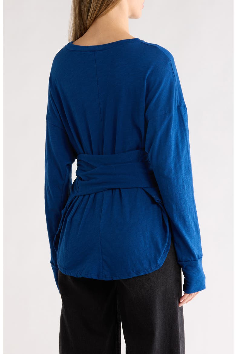 Faux Tie Wrap Sweater, Alternate, color, LYONS BLUE SLUB