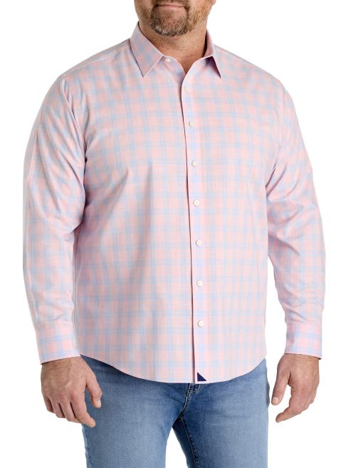 Shop Untuckit Fit By Dxl Big & Tall Clark Wrinkle-free Plaid Sport Shirt In Pink