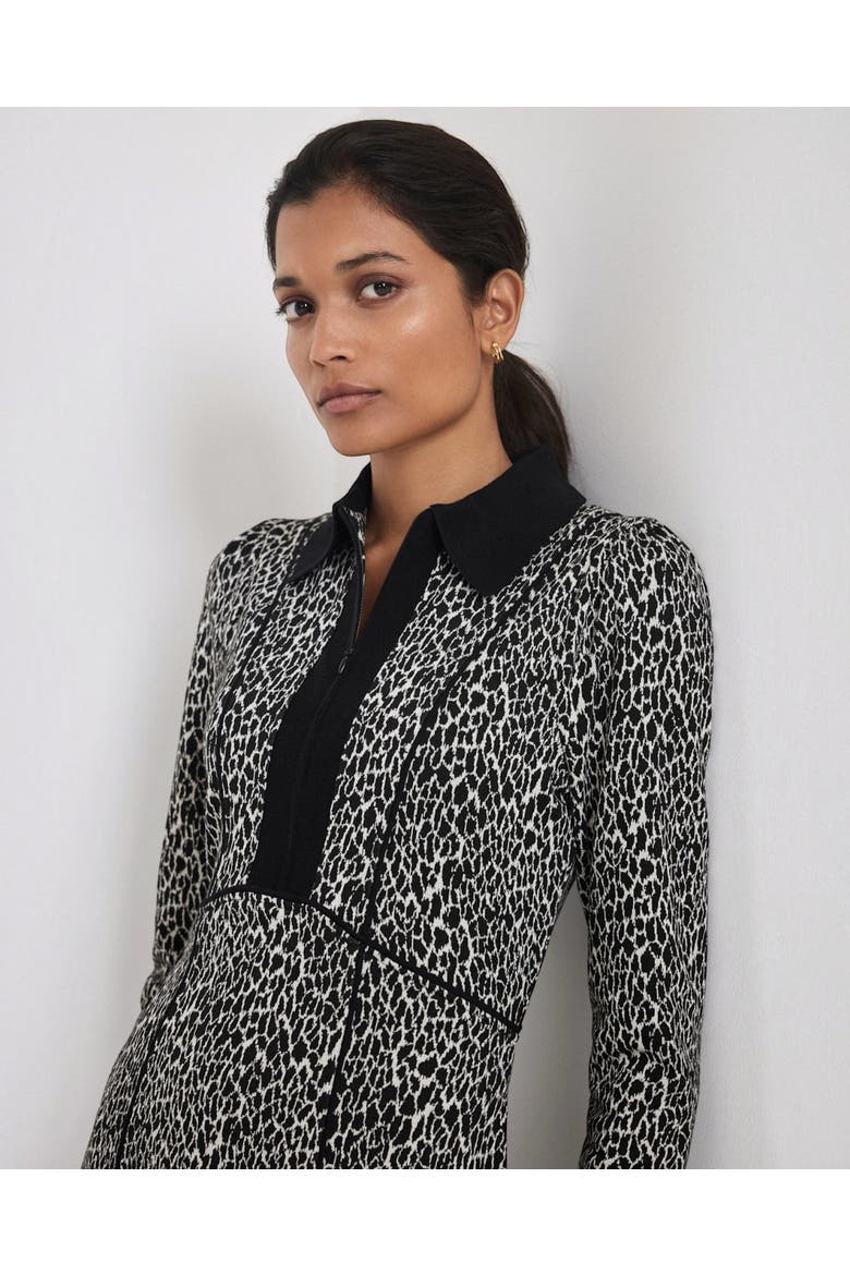 Animal Print Jacquard Midi Dress, Alternate, color, Neutral