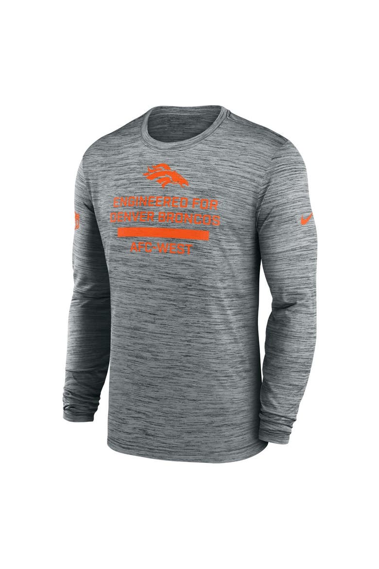 Men's Nike Gray Denver Broncos Sideline Velocity Performance Long Sleeve T-Shirt, Alternate, color, Gray