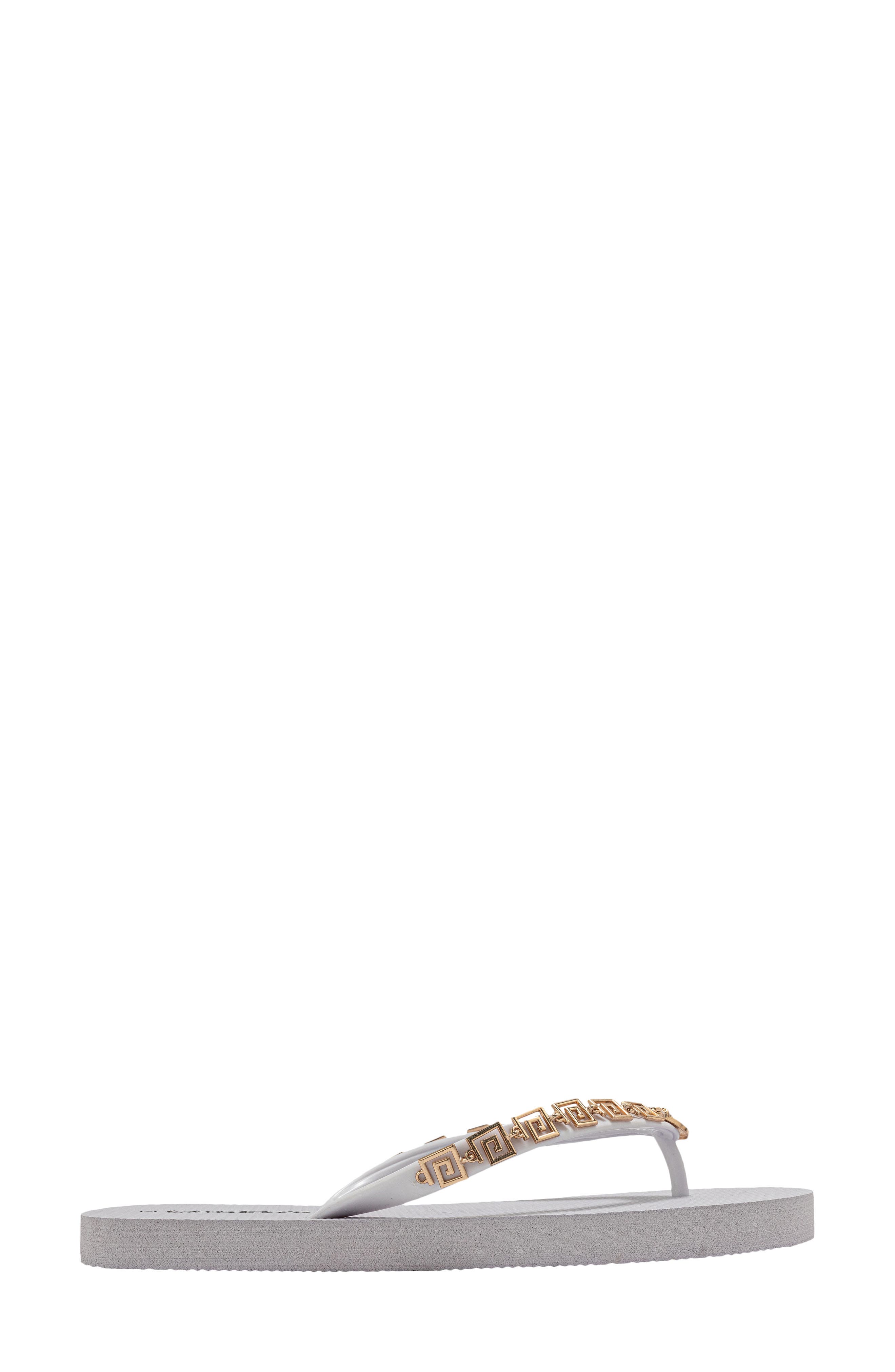 Lion Charm Thong Flip Flop, Alternate, color, WHITE