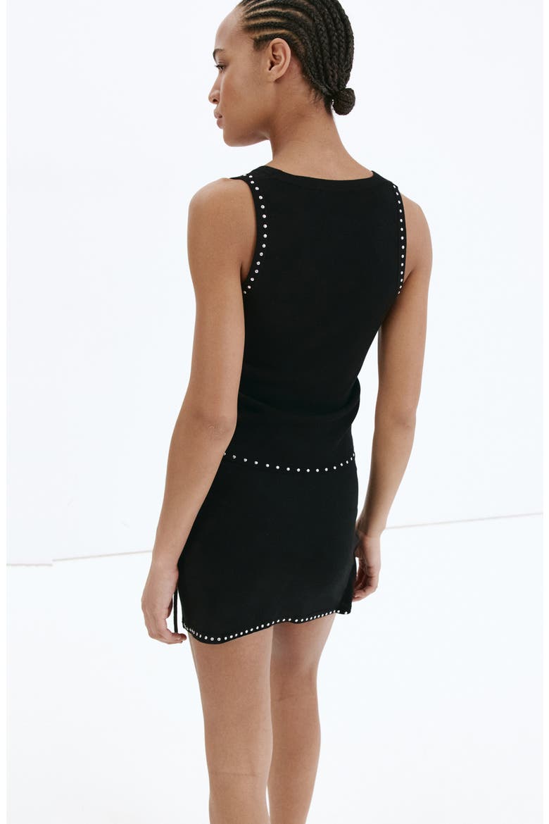 Studded Knit Wrap Miniskirt, Alternate, color, BLACK