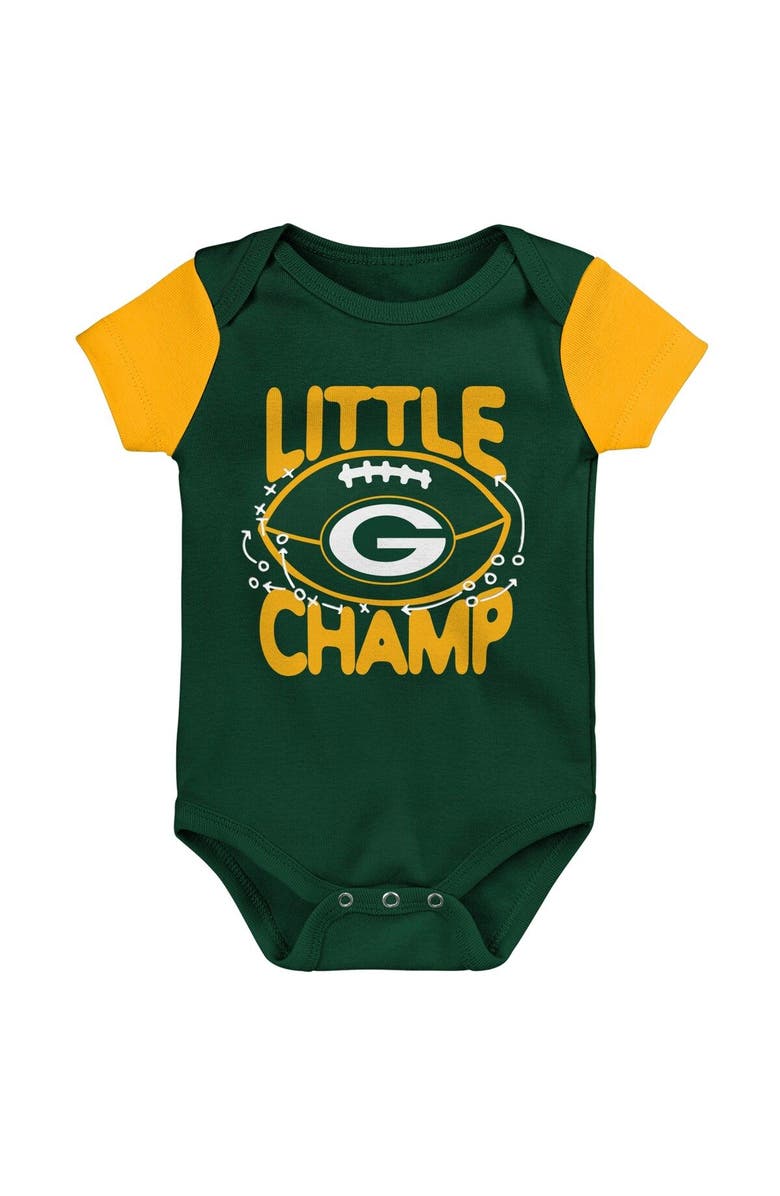 Outerstuff Newborn & Infant Green/Gold Green Bay Packers Little Champ Three-Piece Bodysuit Bib & Booties Set, Alternate, color, 