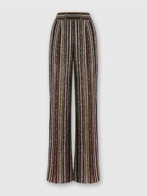 Long Pants In Herringbone Stripe Knit