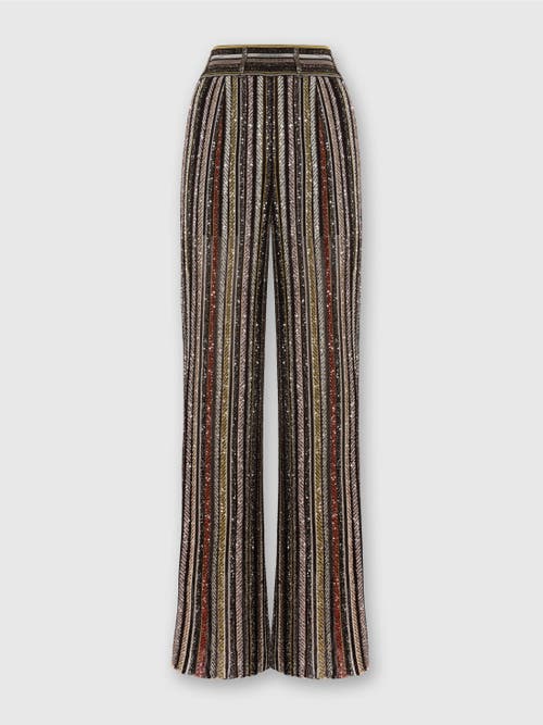 Missoni Long Pants In Herringbone Stripe Knit In Multi
