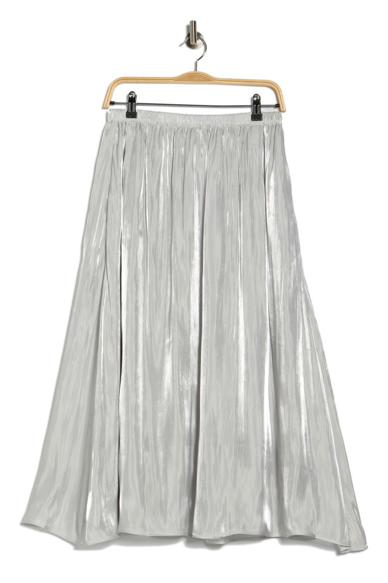 Shiny Gathered Midi Skirt, Alternate, color, GREY MICRO