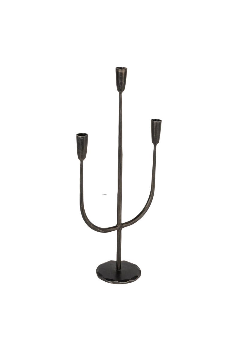 Hand-Forged Metal Candelabra, Antique Black Finish, Main, color, Black