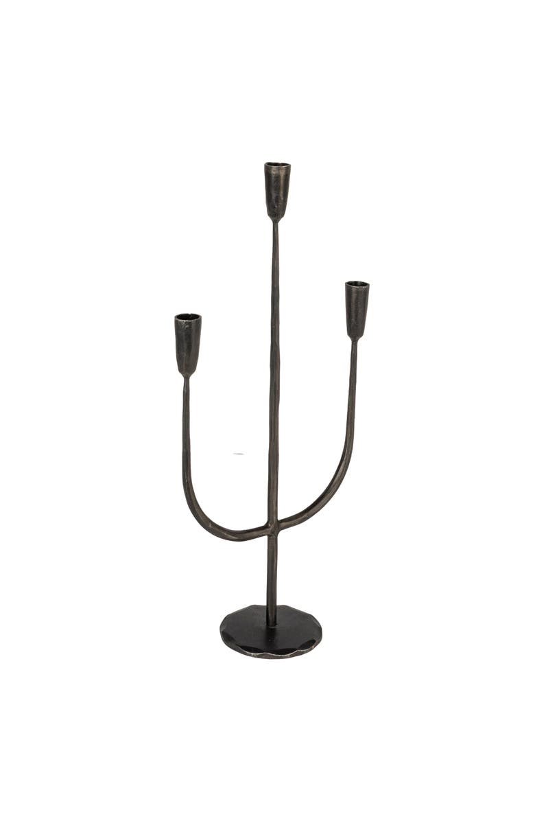 Storied Home Hand-Forged Metal Candelabra, Antique Black Finish, Main, color, Black
